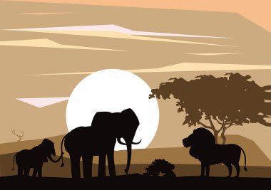 Afrika hayvanları siluetleri