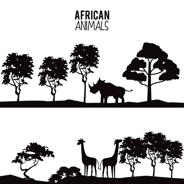 African animals silhouettes