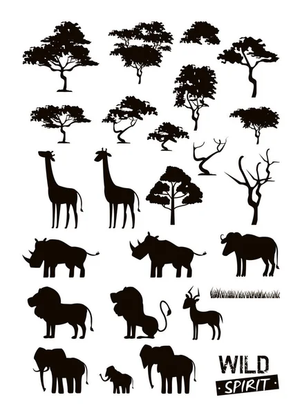 Conjunto de animales salvajes africanos — Archivo Imágenes Vectoriales