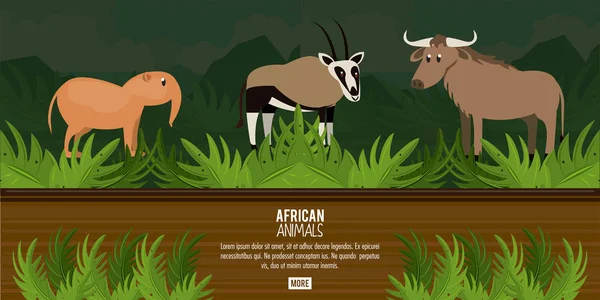 Konsep hewan Afrika - Stok Vektor