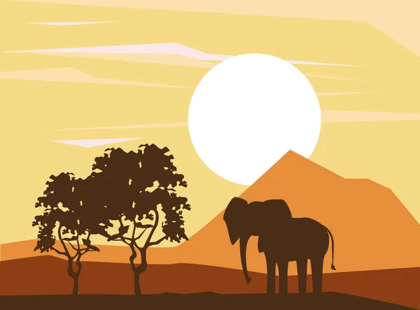 Siluetas de animales africanos — Vector de stock