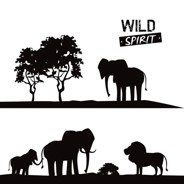 Silhouettes d'animaux africains — Image vectorielle