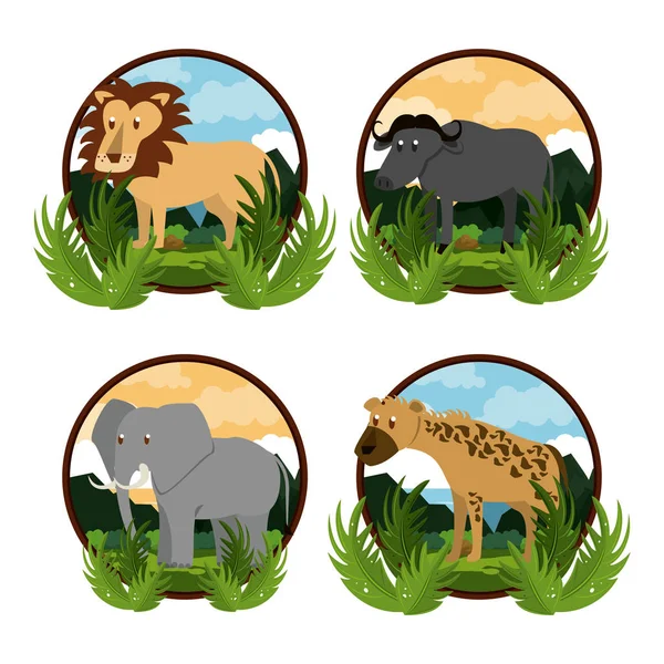 Set of wild african animals — Stock Vector