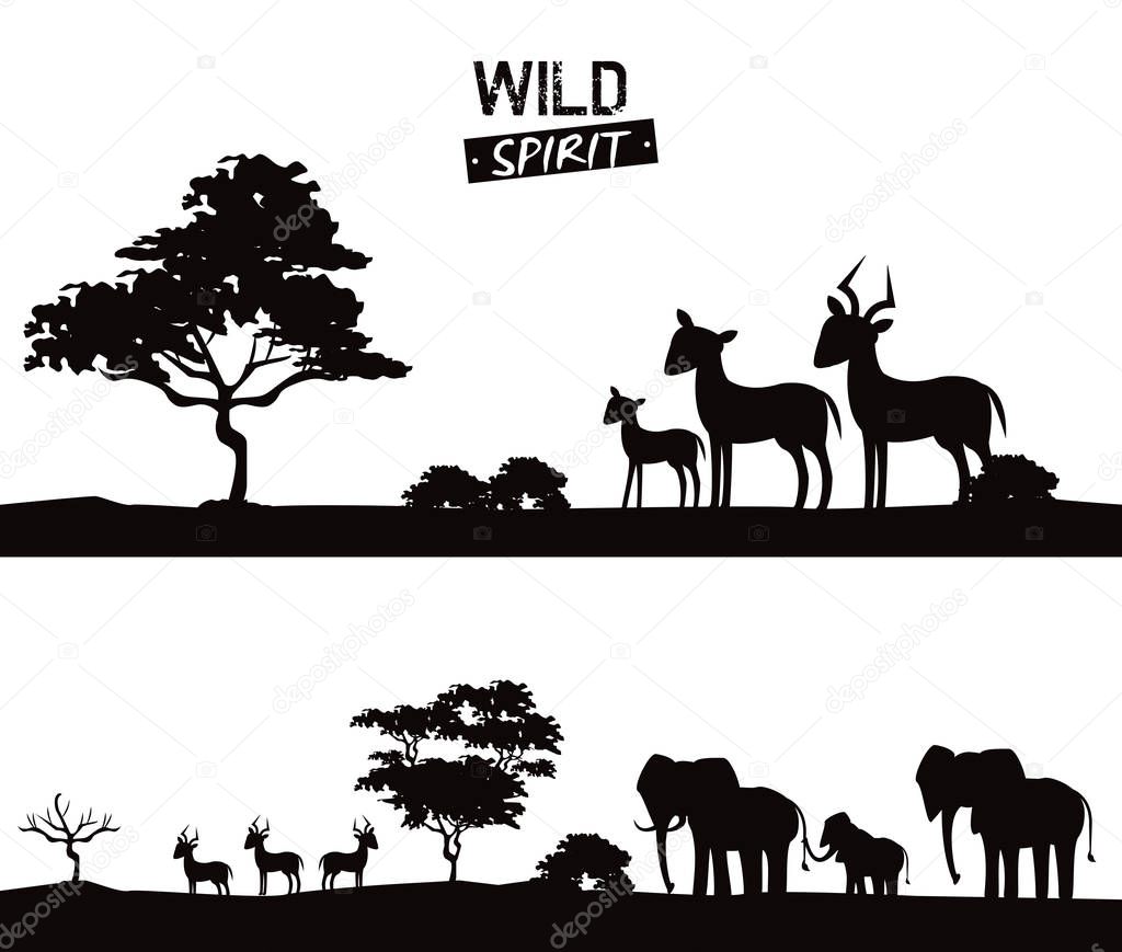 African animals silhouettes