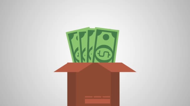 Dinheiro na caixa de animação HD — Vídeo de Stock