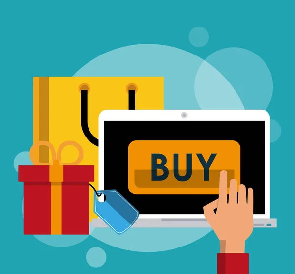 Compras online e marketing — Vetor de Stock