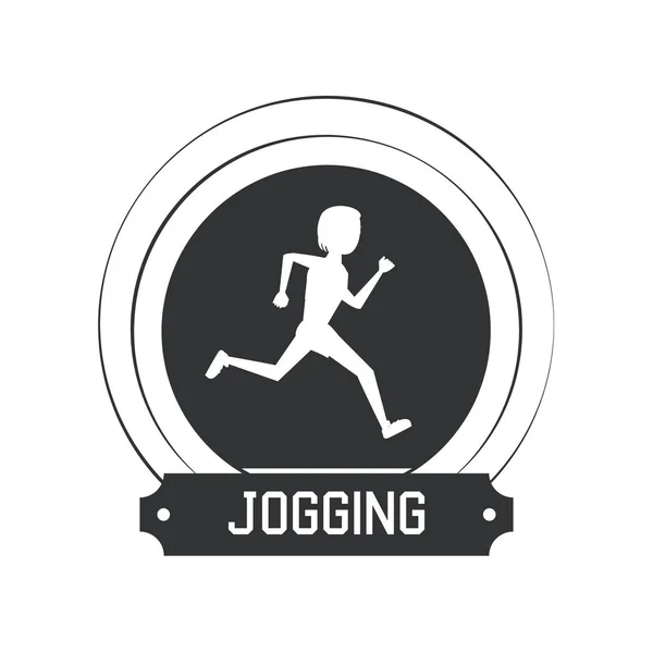 Etiqueta de gente joggin — Vector de stock