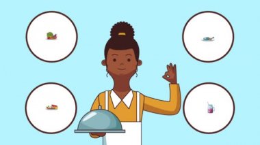 Garson ve gıda Hd animasyon