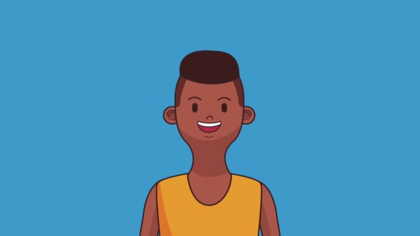 Молодой человек улыбается мультфильм HD анимация — стоковое видео