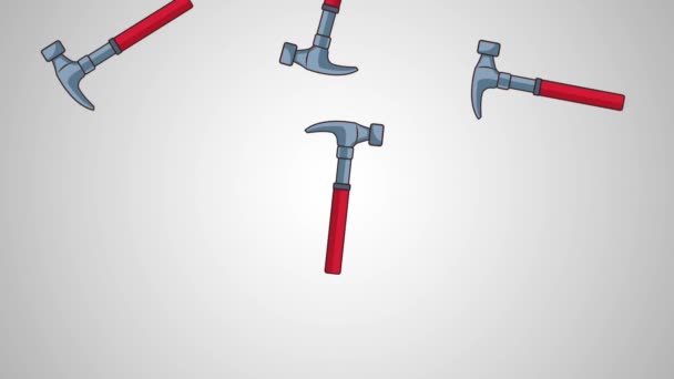 Construction tools falling background HD animation — Stock Video