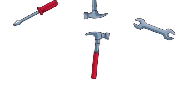 Construction tools falling background HD animation — Stock Video