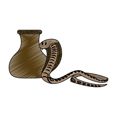 Kobra ve vazo vahşi hayvan karalama