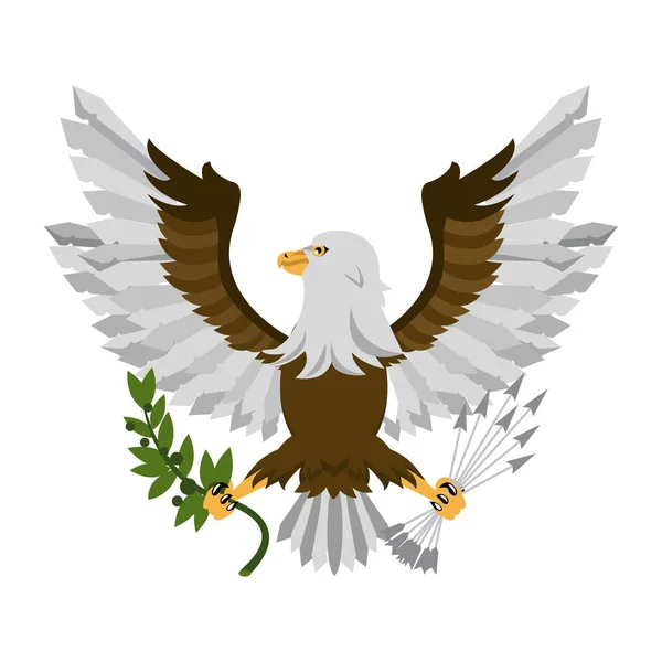 Aigle avec flèches et feuilles — Image vectorielle
