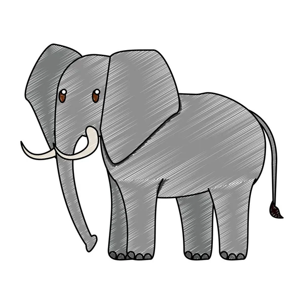 Elefant Wildtier Kritzeln — Stockvektor