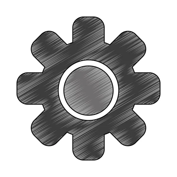 Gear machinery piece scribble — Stock Vector