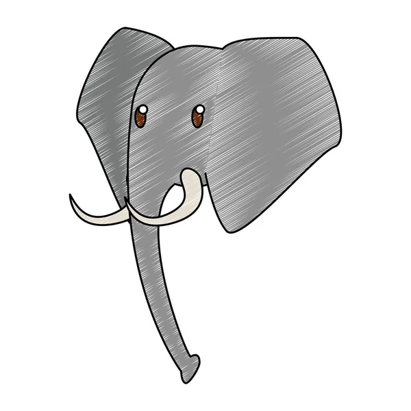 Garabato animal salvaje elefante — Vector de stock
