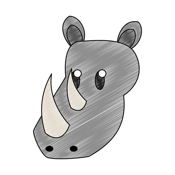 Rhino wild animal scribble — Stock Vector