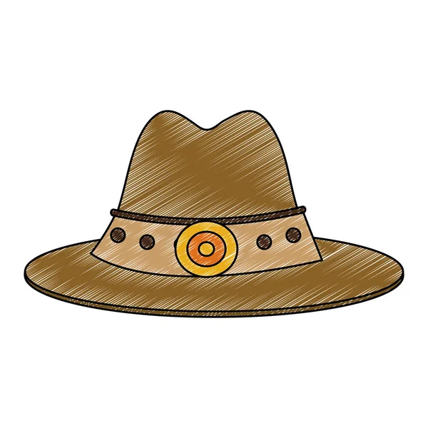 Cowboy chapeau symbole gribouiller — Image vectorielle