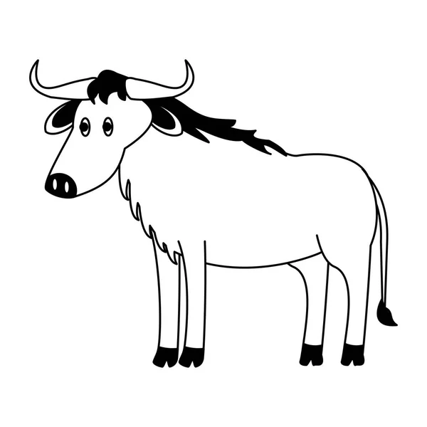 Buffalo animal salvaje en blanco y negro — Archivo Imágenes Vectoriales