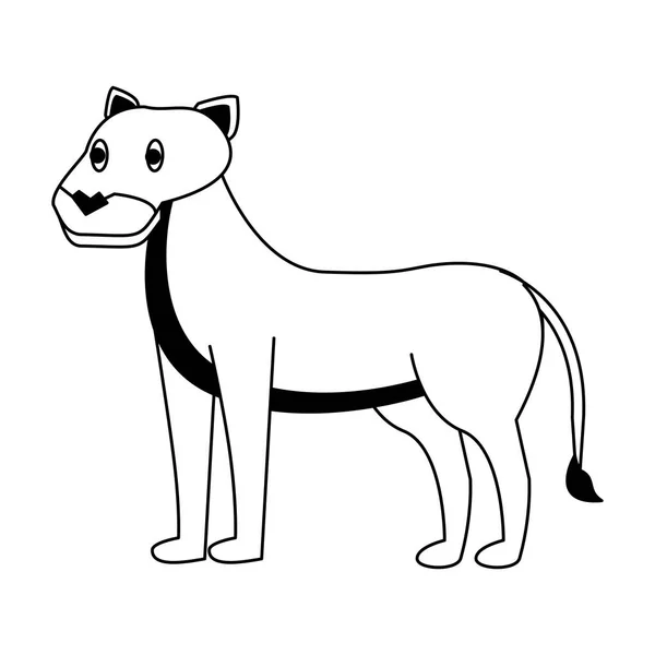 Λέαινα άγριο ζώο σε μαύρο και άσπρο — Διανυσματικό Αρχείο