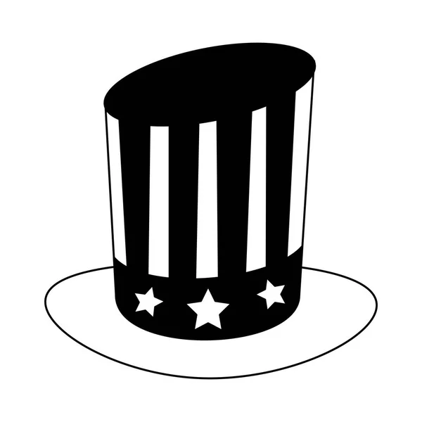 Sombrero Tío Sam en blanco y negro — Vector de stock