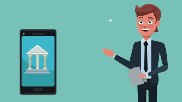 Banco aplicación móvil HD animación — Vídeo de stock