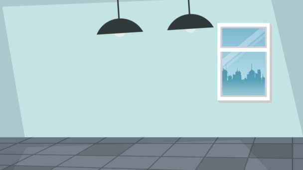 Businesswomens Som Arbetar Kontor Tecknat Högupplöst Animation Färgglada Scener — Stockvideo