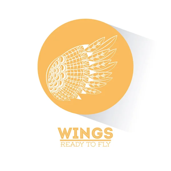 Wings draw emblem cartoon — Stock Vector