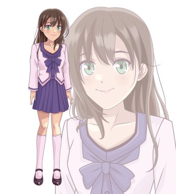 Genç anime okul öğrenci kadın