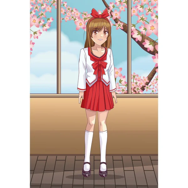 Krásné anime žena student — Stockový vektor