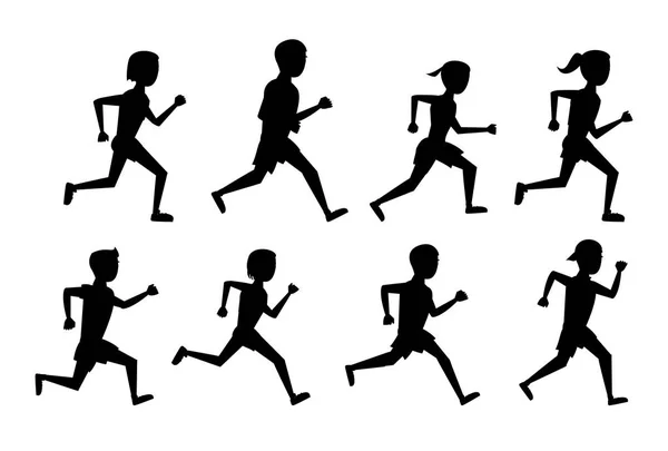 Set of people running icons Vector Graphics