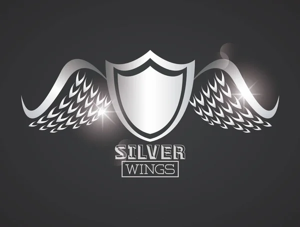 Lyxig silver wings — Stock vektor