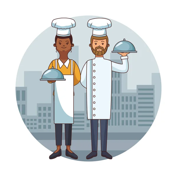 Chef-koks team cartoon — Stockvector