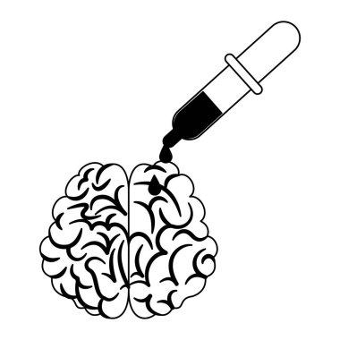 Damlalık ve beyin içinde siyah ve beyaz renk