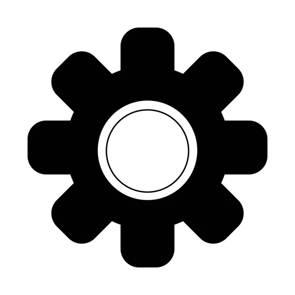 Gear machinery piece in black and white — Stock Vector