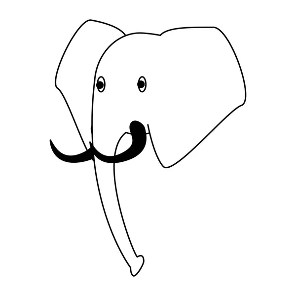 Eléphant animal sauvage en noir et blanc — Image vectorielle