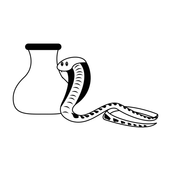蛇和花瓶野生动物黑白 — 图库矢量图片