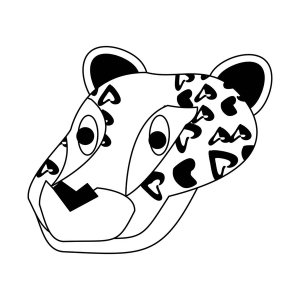 Leopardo animal salvaje en blanco y negro — Vector de stock