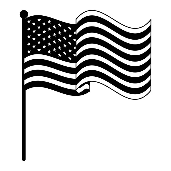 Amerika Birleşik Devletleri bayrağı siyah beyaz — Stok Vektör