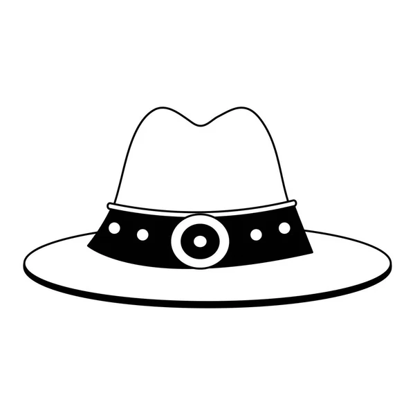 Cow-boy chapeau symbole en noir et blanc — Image vectorielle