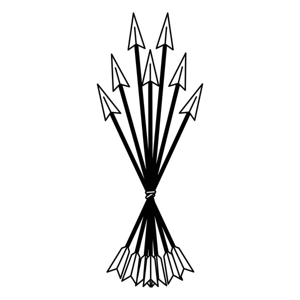 Bogenpfeil-Symbol in schwarz und weiß — Stockvektor