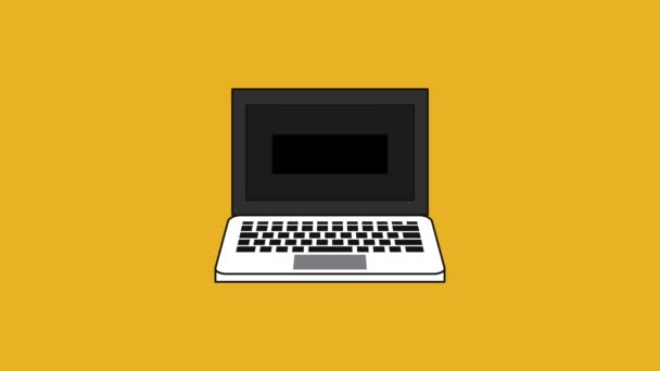 Laptop roto símbolo HD animación — Vídeo de stock