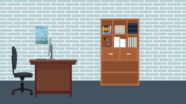Бизнесмен в офисе HD анимации — стоковое видео