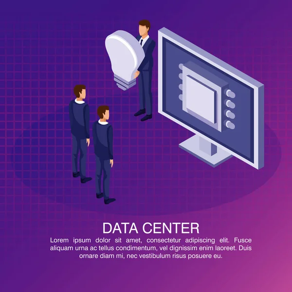 Cartaz de data center com informaton — Vetor de Stock