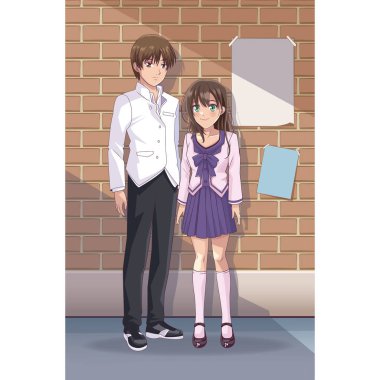 Genç öğrenciler manga çizgi film