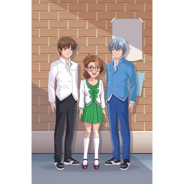 Genç öğrenciler manga çizgi film