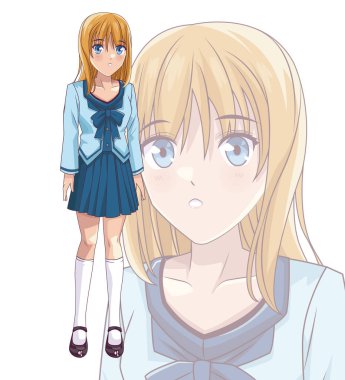 Genç anime okul öğrenci kadın