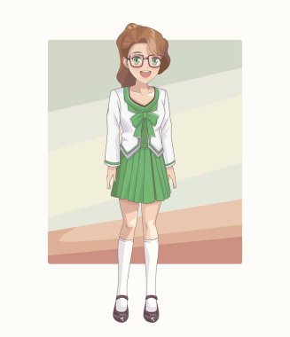 Genç anime okul öğrenci kadın