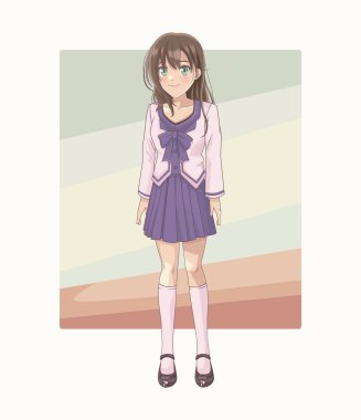 Genç anime okul öğrenci kadın