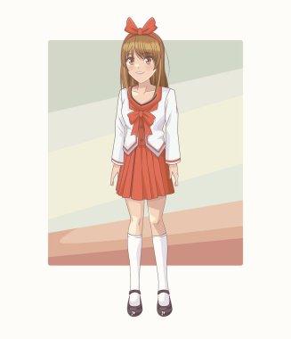 Genç anime okul öğrenci kadın